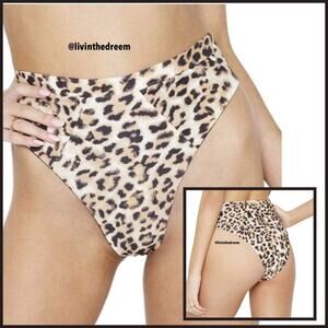 Beach Bunny Emerson Leopard High Waist Bikini Bottoms SZ L $130